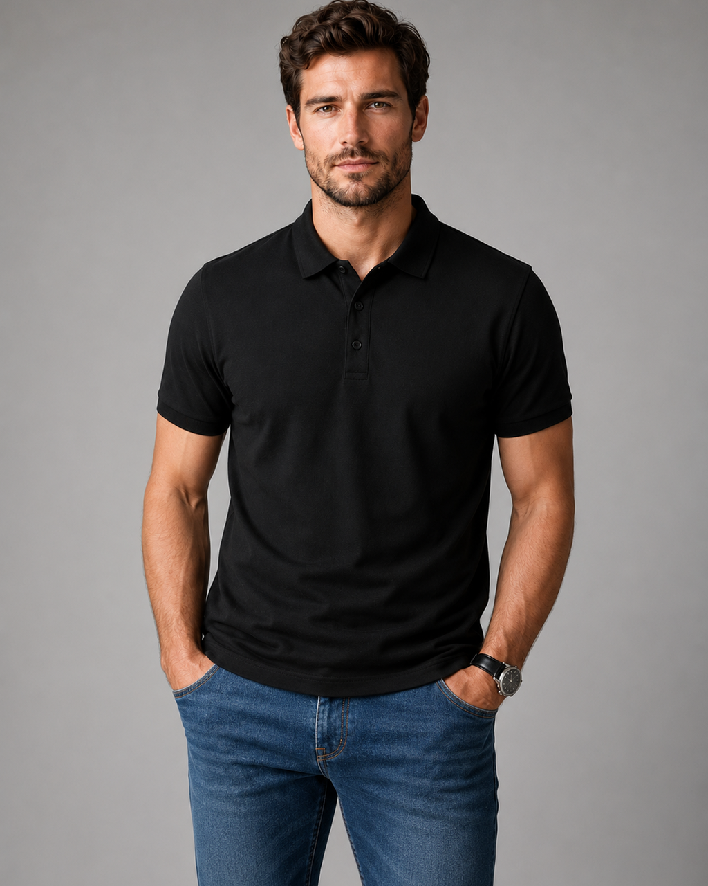 Plain Black Classic Polo T-Shirt