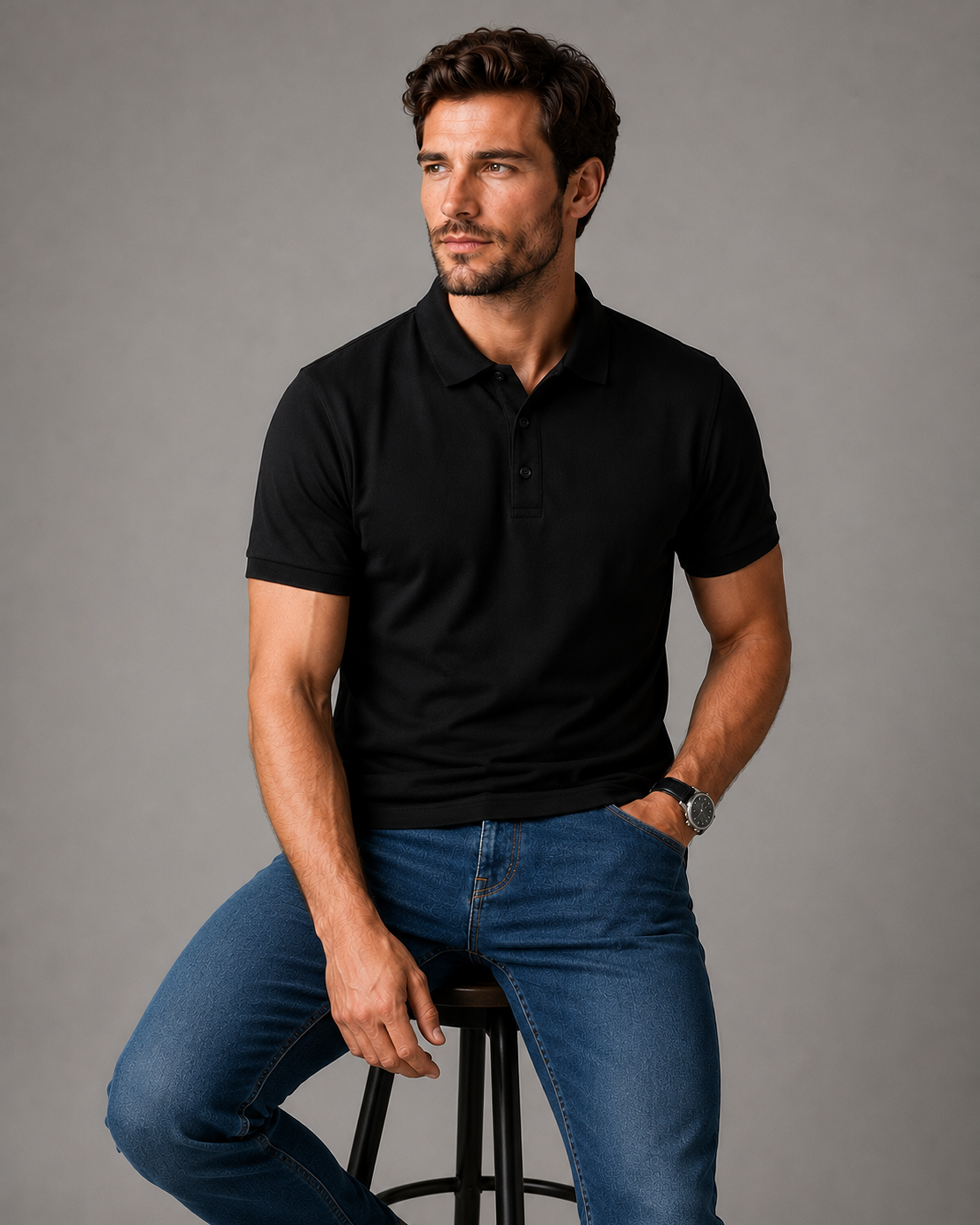 Plain Black Classic Polo T-Shirt