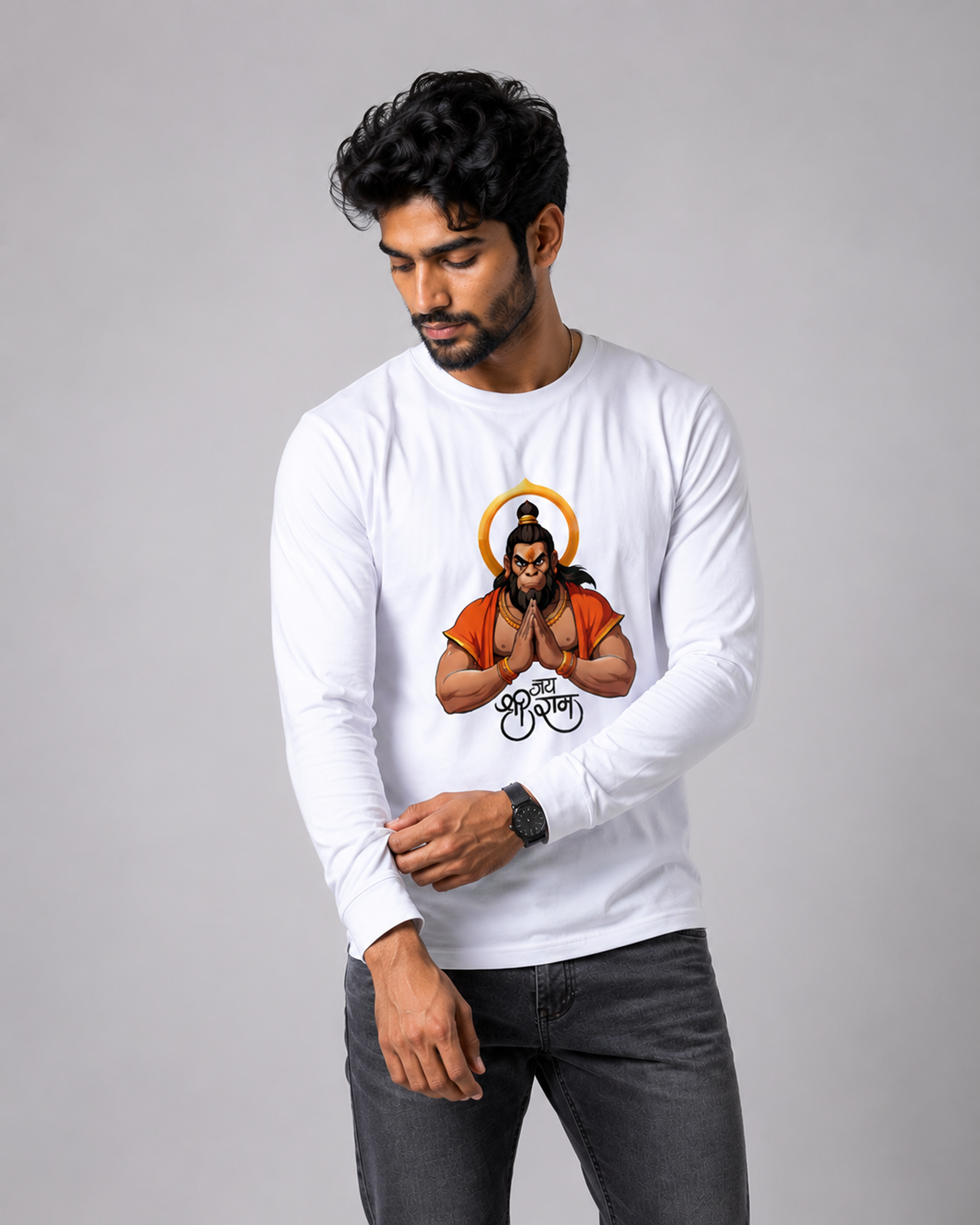 Hanuman Jai Shree Ram Full Sleeve T-Shirt