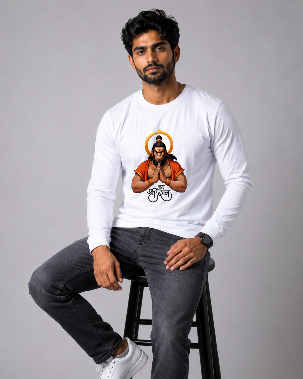 Hanuman Jai Shree Ram Full Sleeve T-Shirt