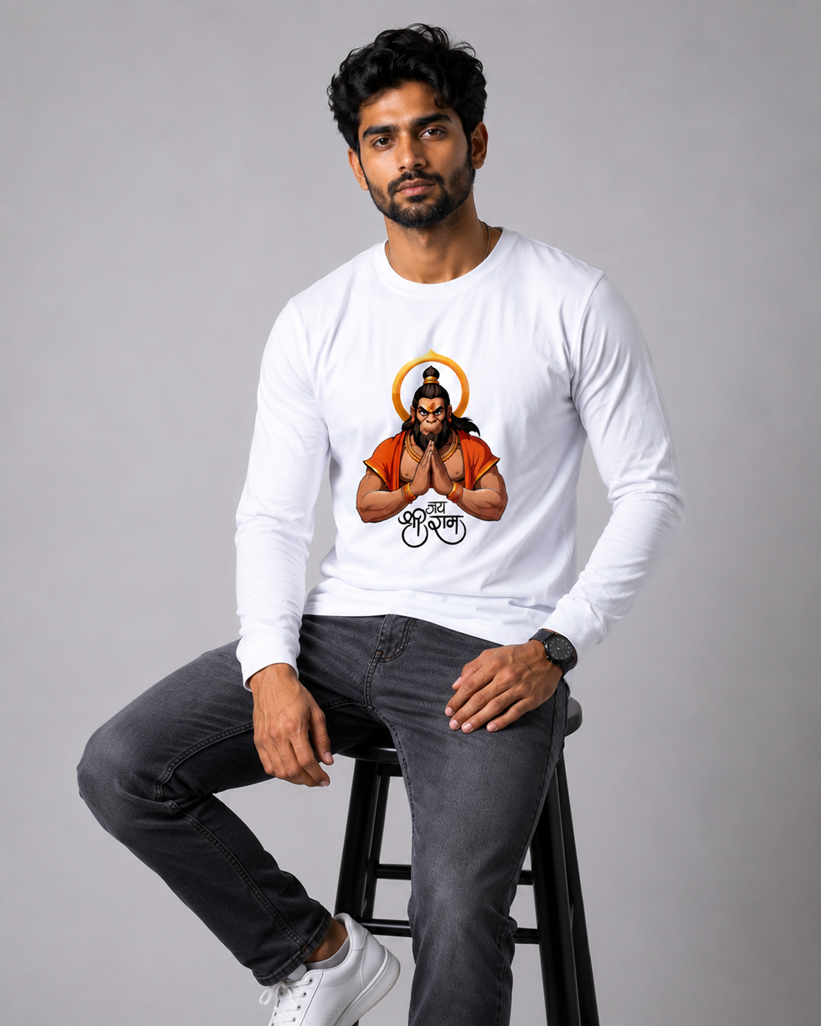 Hanuman Jai Shree Ram Full Sleeve T-Shirt