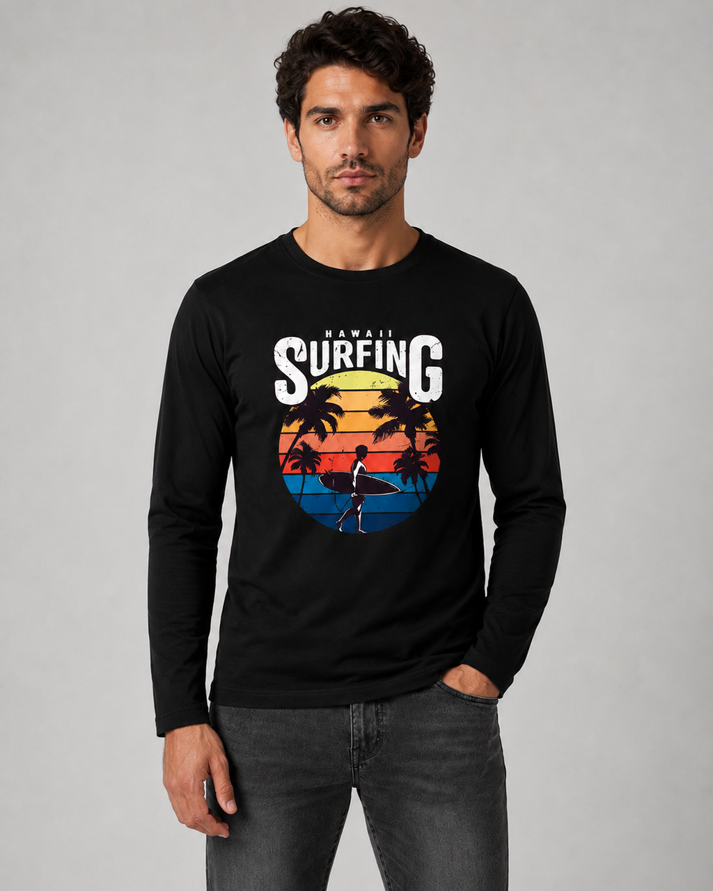 Hawaii Surfing Full Sleeve T-Shirt