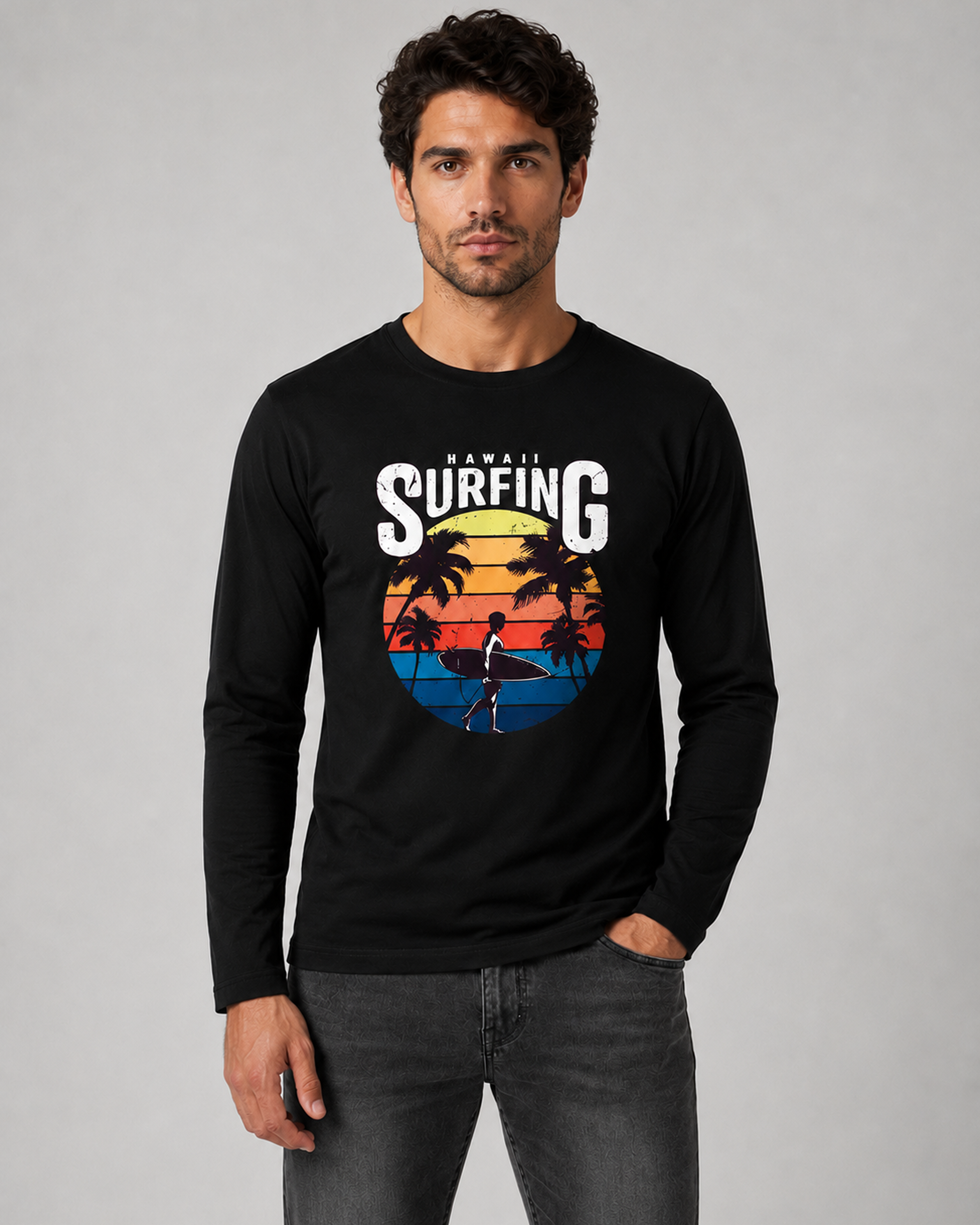 Hawaii Surfing Full Sleeve T-Shirt