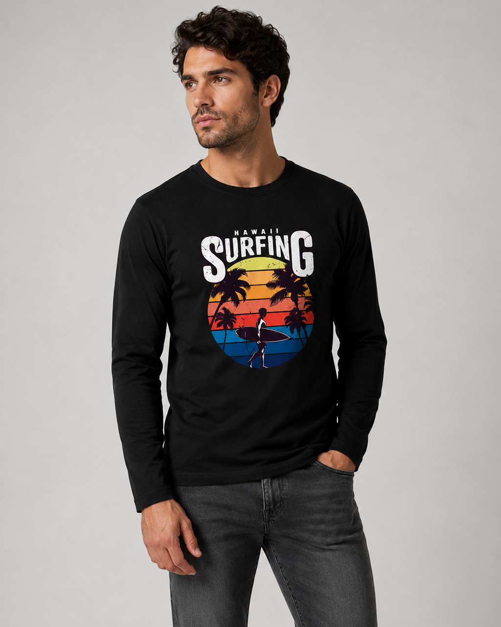 Hawaii Surfing Full Sleeve T-Shirt