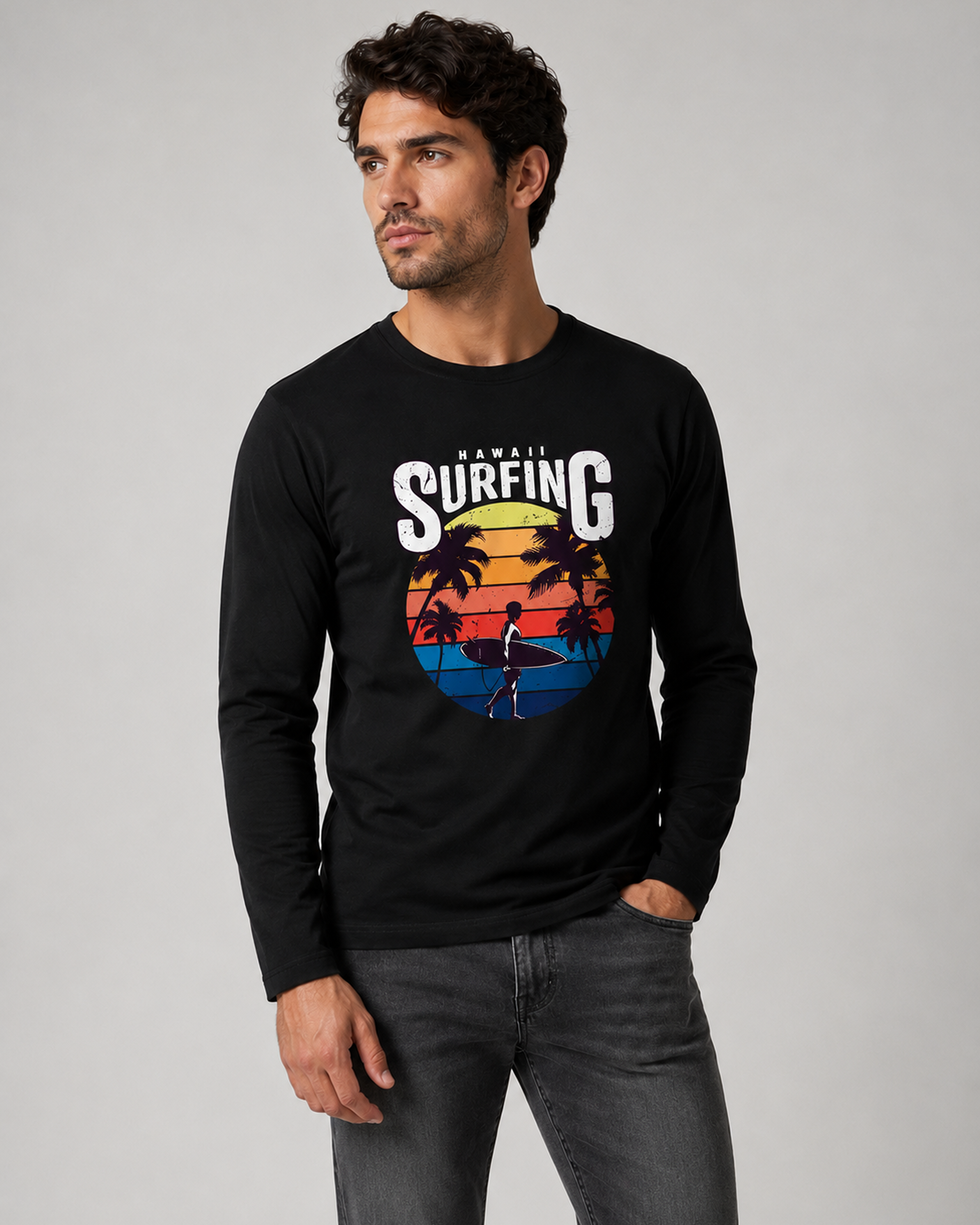 Hawaii Surfing Full Sleeve T-Shirt