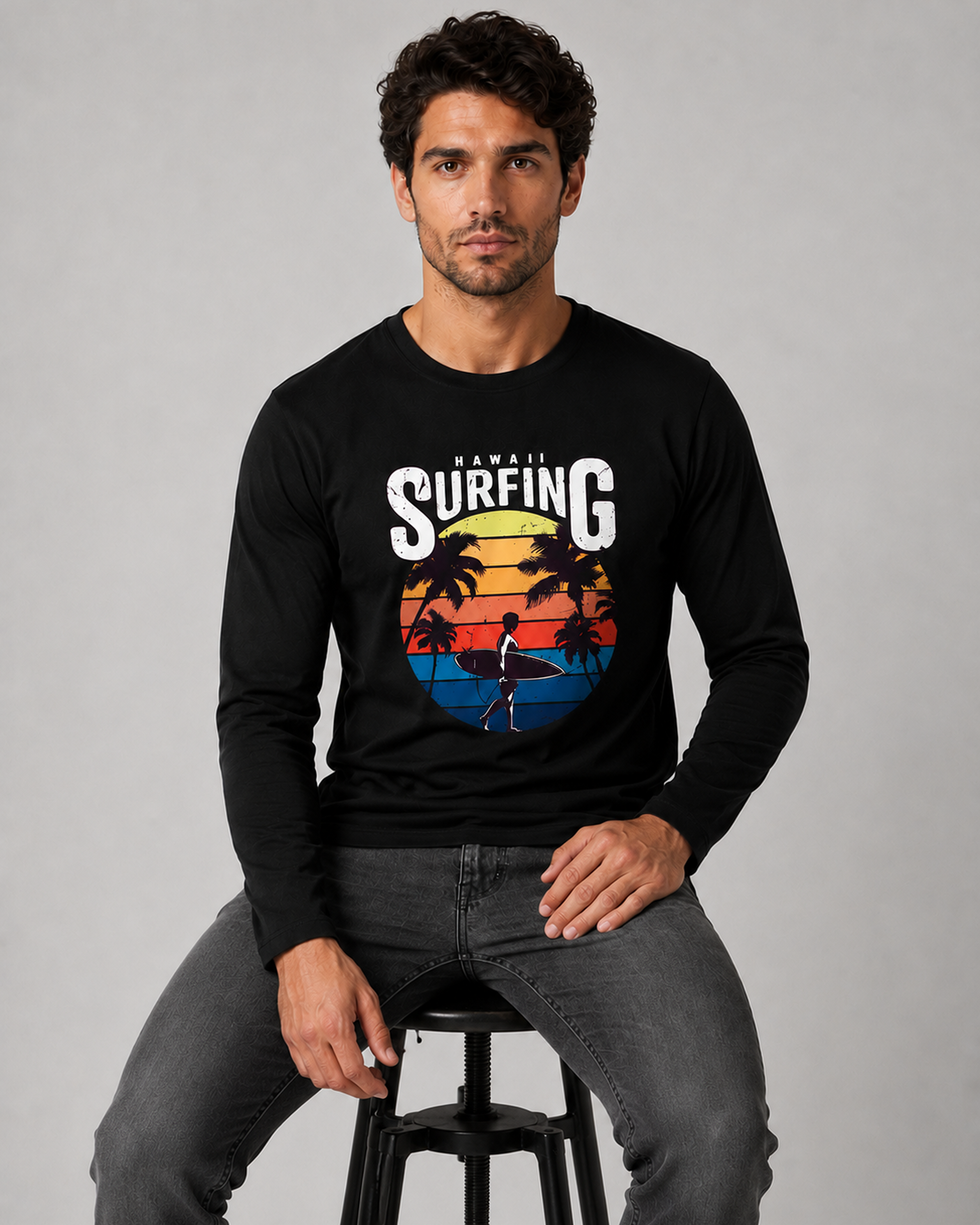 Hawaii Surfing Full Sleeve T-Shirt